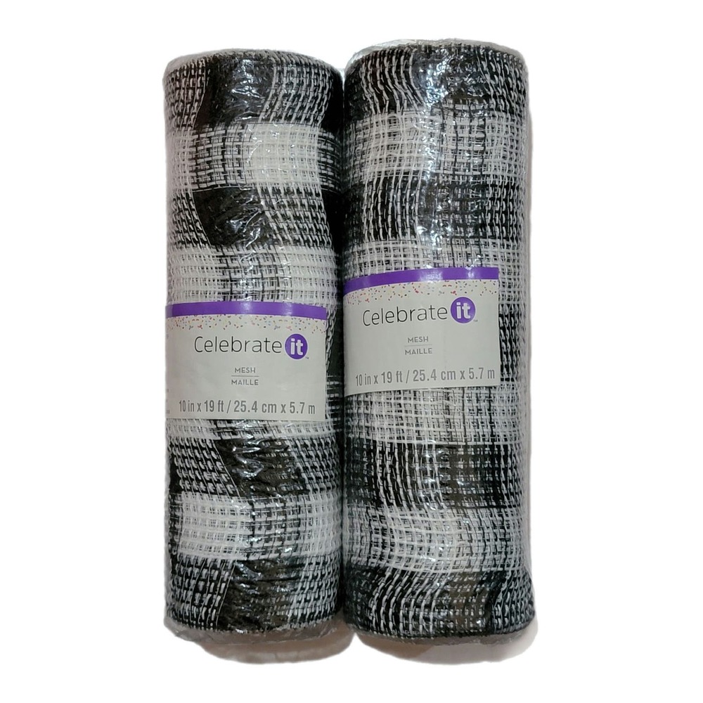 Celebrate it Black and White plaid mesh 2 rolls
